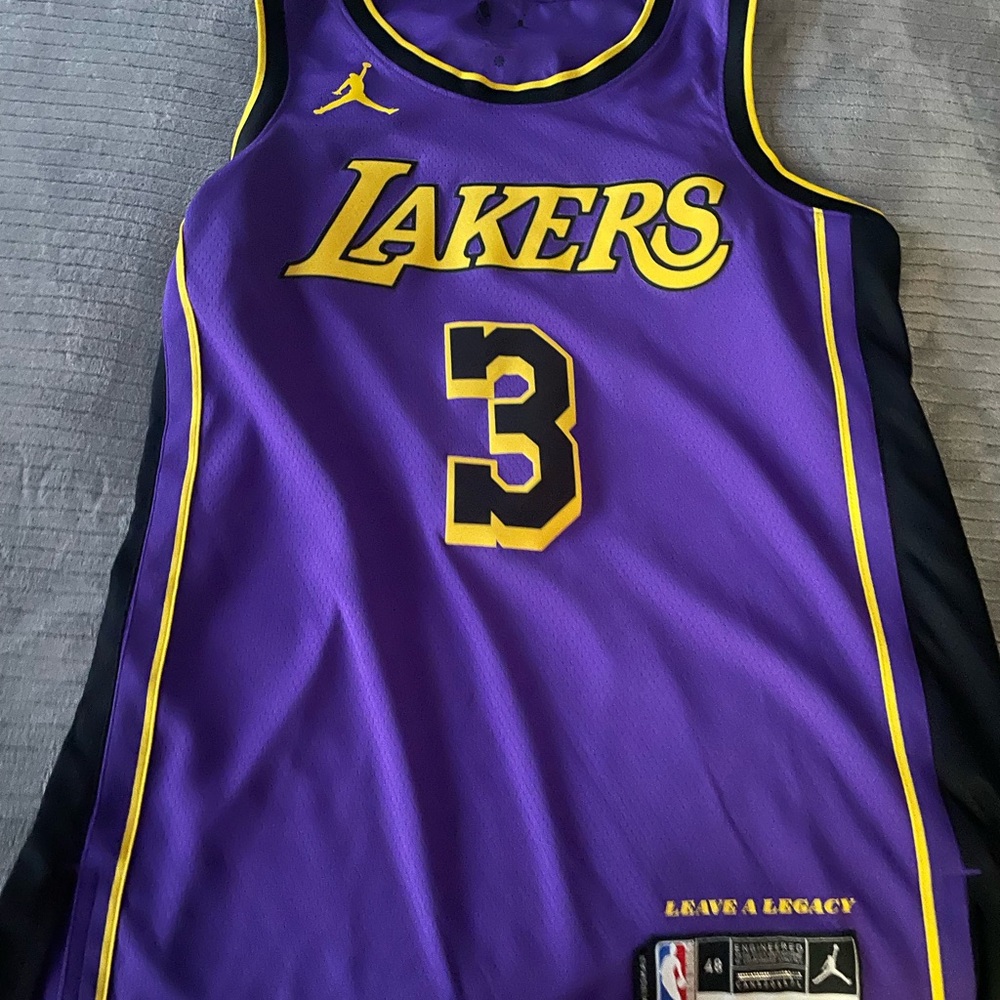 Lakers Anthony Davis Jordan Purple and Yellow Basketball Jersey